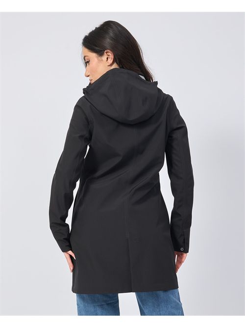 Mathy women's long jacket by K-way with hood and logo K-WAY | K7127JW-MATHY BONDEDUSY